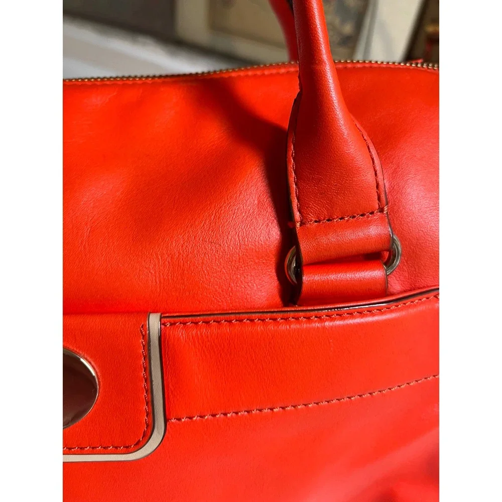 Kate Spade Satchel Bag Turn Lock‎ Orange Leather Handbag Purse
